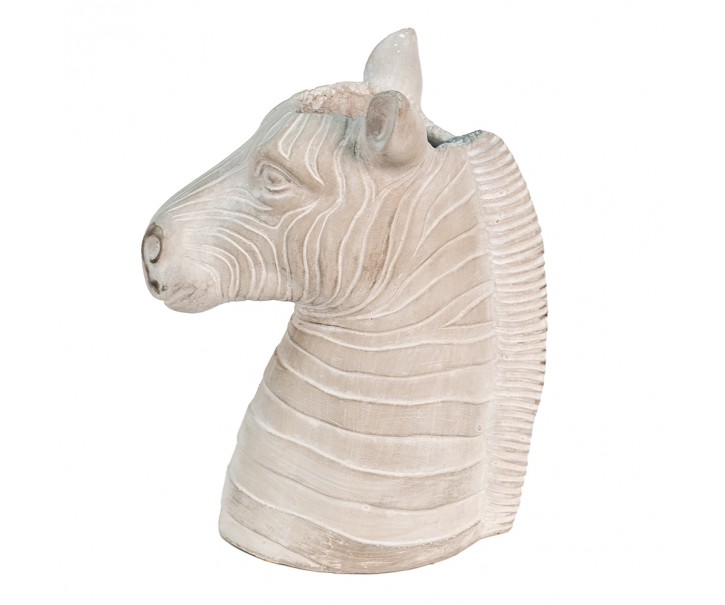 Šedý cementový květináč v designu hlavy zebry - 21*13*26 cm Clayre & Eef