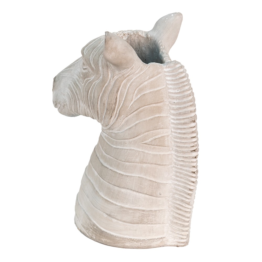 Šedý cementový květináč v designu hlavy zebry - 21*13*26 cm Clayre & Eef Šedý cementový květináč v designu hlavy zebry - 21*13*26 cm Clayre & Eef