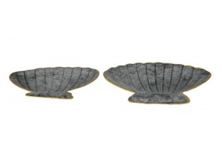 2ks plechové dekorační tácy ve tvaru mušle - 30*24*6 / 26*20*5 cm