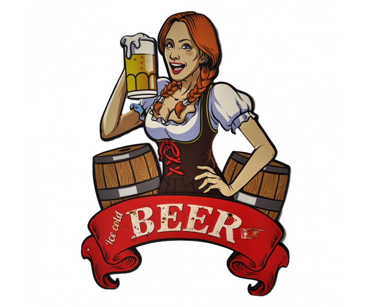 Nástěnná kovová cedule Ice cold Beer - 60*1*80 cm Clayre & Eef