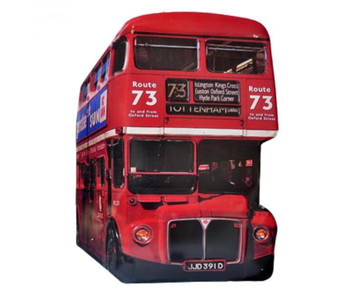 Nástěnná kovová cedule červený patrový autobus - 60*1*80 cm Clayre & Eef
