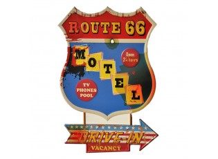 Nástěnná kovová cedule Motel Route 66 - 43*1*63 cm