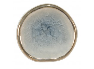 Bílo-modrá antik úchytka se zlatým okrajem a popraskáním Azue - 4*4*7 cm