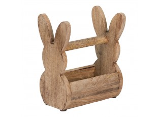 Dřevěná bedýnka s králíčky a madlem na přenášení - 16*10*20 cm