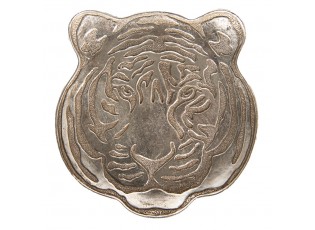Stříbrná dekorativní miska/talířek v dekoru hlavy tygra Tiger - 19*19*2 cm