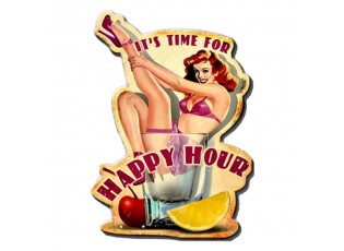 Kovová nástěnná cedule Happy Hour - 32*1*45 cm