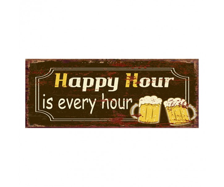 Nástěnná kovová cedule Happy Hour - 50*1*20 cm Clayre & Eef