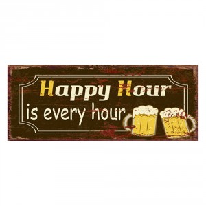 Nástěnná kovová cedule Happy Hour - 50*1*20 cm