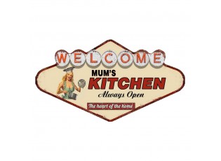Kovová nástěnná cedule Welcome Mums Kitchen - 49*1*27 cm