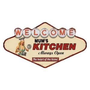 Kovová nástěnná cedule Welcome Mums Kitchen - 49*1*27 cm