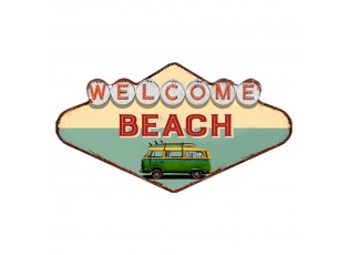 Kovová nástěnná cedule Welcome Beach - 49*1*27 cm