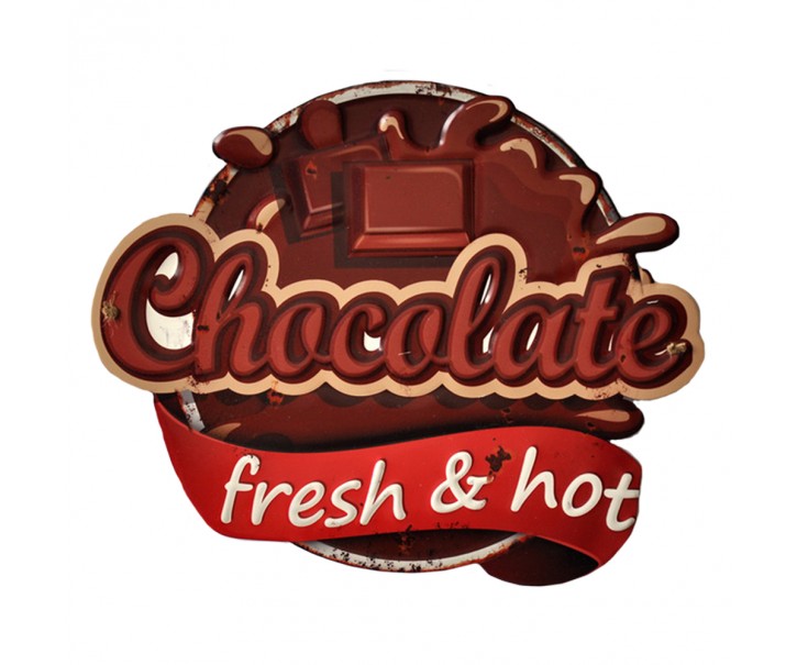 Hnědá kovová nástěnná cedule Chocolate - 45*1*36 cm Clayre & Eef