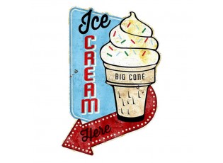 Kovová nástěnná cedule Ice Cream here - 40*1*60 cm