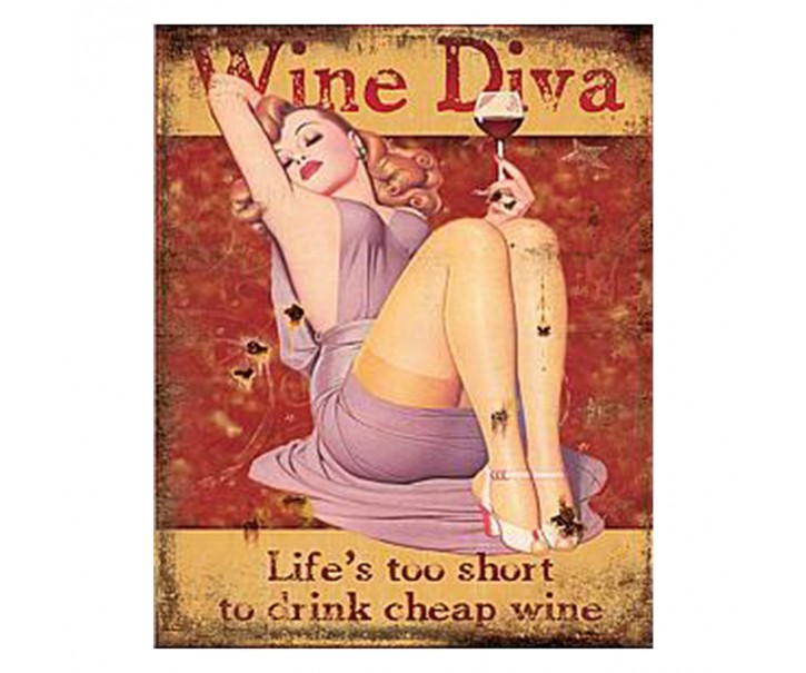 Kovová nástěnná cedule Wine Diva - 20*1*25 cm Clayre & Eef