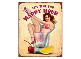Kovová nástěnná cedule Happy Hour - 20*1*25 cm