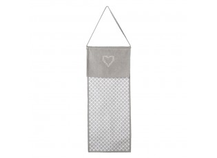Šedý bavlněný závěsný kapsář se srdíčkem Lovely Heart - 28*1*68 cm