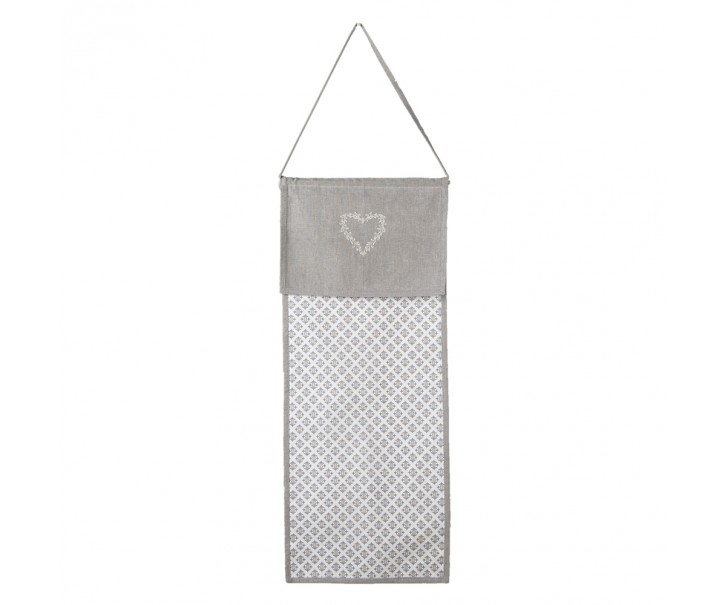 Šedý bavlněný závěsný kapsář se srdíčkem Lovely Heart - 28*1*68 cm Clayre & Eef