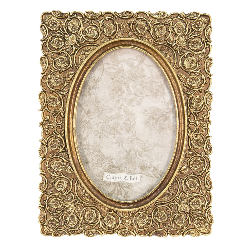 Zlatý antik fotorámeček s květy Tien - 16*1*21 cm / 10*15 cm Clayre & Eef Zlatý antik fotorámeček s květy Tien - 16*1*21 cm / 10*15 cm Clayre & Eef