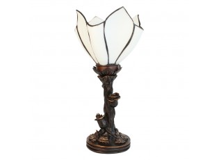 Bílá stolní Tiffany lampa ve tvaru květu Folwia - Ø 18*32 cm E14/max 1*25W
