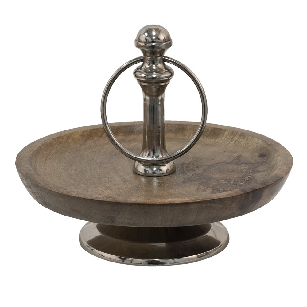Dreveno-kovový servírovací 1-poschodový etažér Woodd - Ø21*17 cm Clayre & Eef Dreveno-kovový servírovací 1-poschodový etažér Woodd - Ø21*17 cm Clayre & Eef