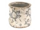 Keramický obal na květináč se šedými květy Filon French XS - Ø 8*7 cm Clayre & Eef