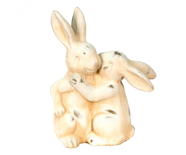 Béžová antik dekorace zamilovaní králíčci - 20*10*25 cm Clayre & Eef