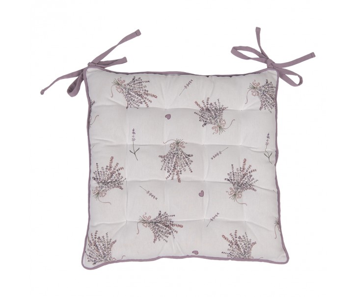 Bavlněný podsedák s výplní Lavander Garden - 40*40*4 cm Clayre & Eef