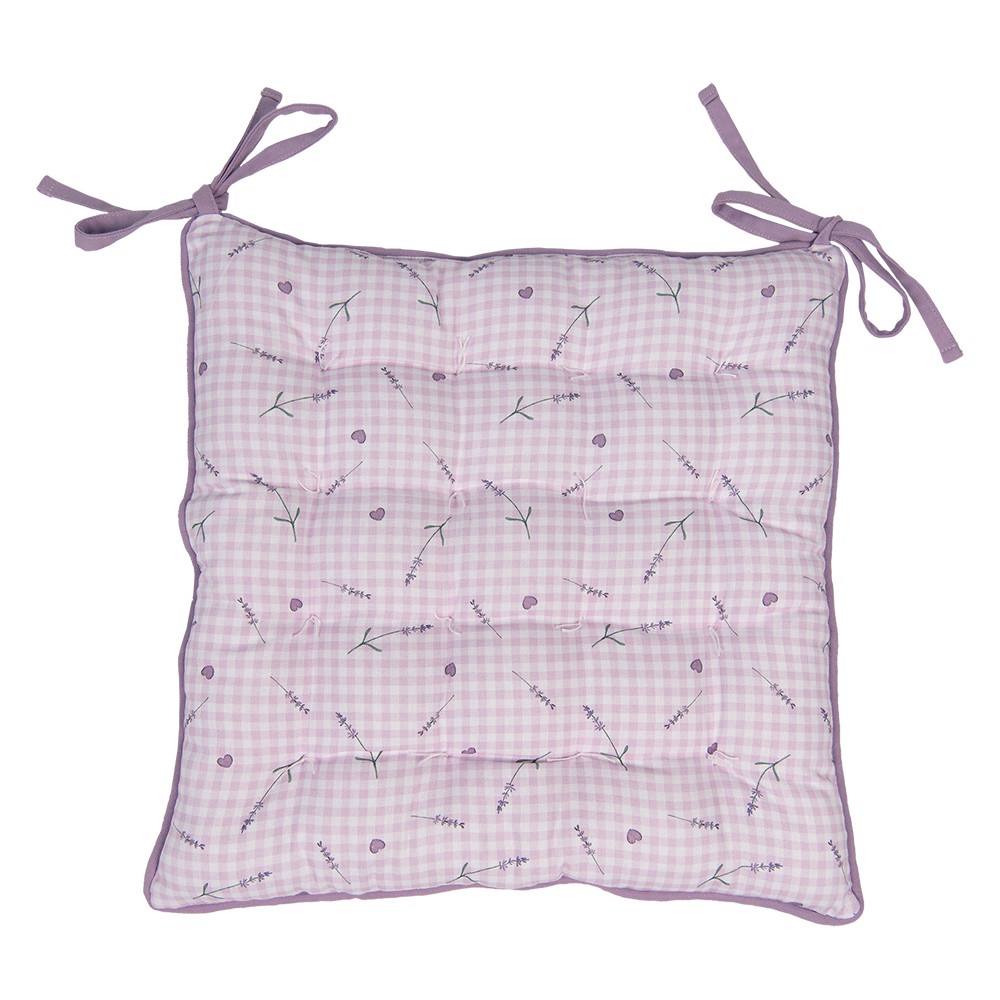 Bavlněný podsedák s levandulemi a výplní Lavander Garden - 40*40*4 cm Clayre & Eef Bavlněný podsedák s levandulemi a výplní Lavander Garden - 40*40*4 cm Clayre & Eef