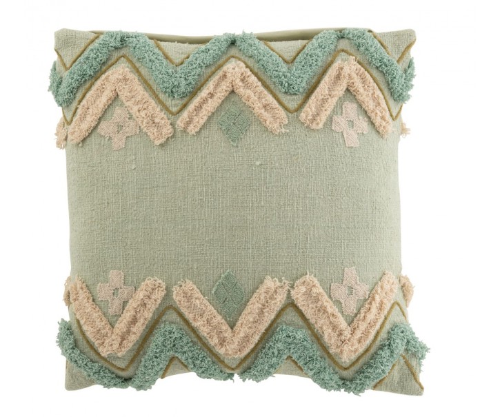 Tyrkysový polštář s výplní a třásněmi Zig zag blue - 45*11*45cm J-Line by Jolipa