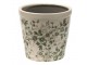 Keramický obal na květináč se zelenými květy Ganni green M - Ø14*13 cm Clayre & Eef