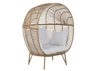 Béžové ratanové zahradní křeslo Lounge Beige Oval - 115*110*148 cm