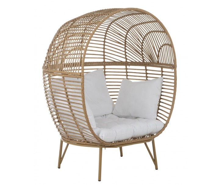 Béžové ratanové zahradní křeslo Lounge Beige Oval - 115*110*148 cm J-Line by Jolipa