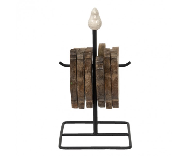 Stojan s malými podtácky ve tvaru slepičky Chick Bei - 11*11*22 cm Clayre & Eef