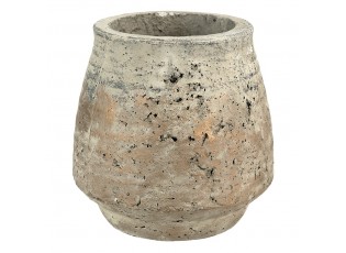 Béžovo-hnědý cementový květináč s patinou Mosse - Ø 19*18 cm