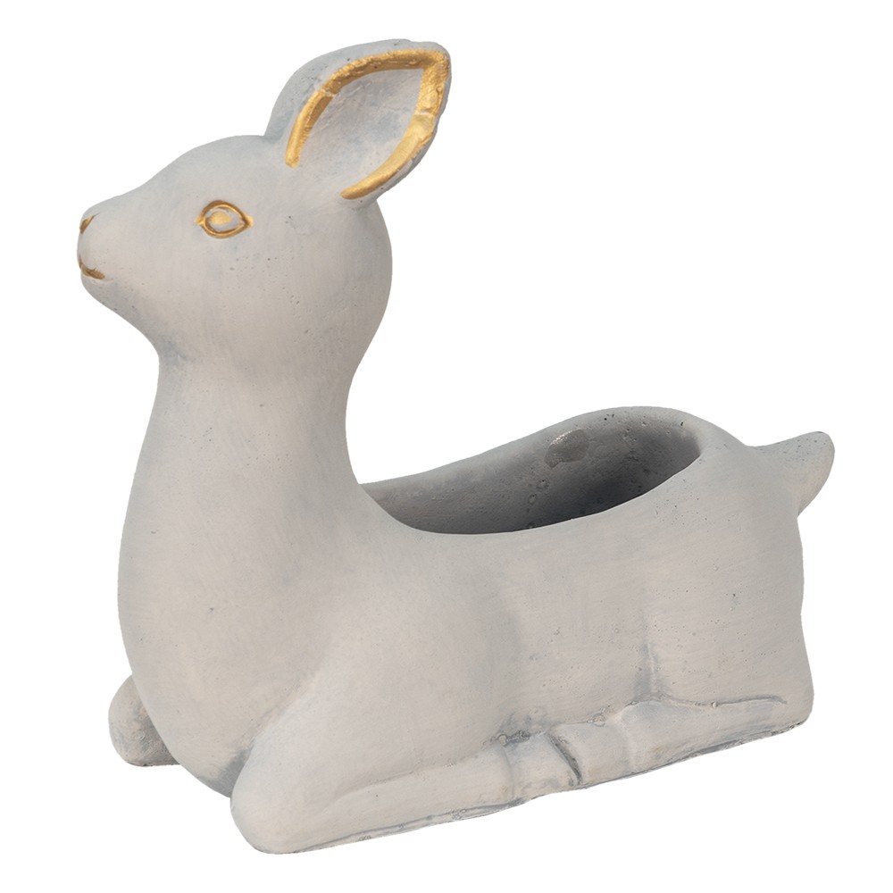 Cementový květináč ve tvaru srnečky - 23*11*21 cm Clayre & Eef Cementový květináč ve tvaru srnečky - 23*11*21 cm Clayre & Eef