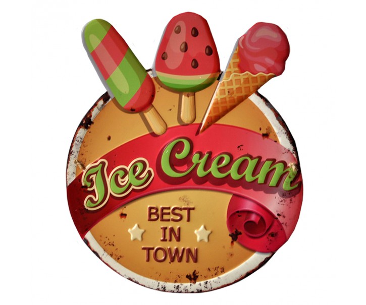 Nástěnná kovová cedule Ice Cream - 38*1*45 cm Clayre & Eef