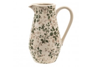 Keramický dekorační džbán se zelenými květy Ganni green M - 20*14*25 cm