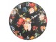 Černé nástěnné vintage hodiny s květy – Ø 34*4 cm / 1*AA Clayre & Eef