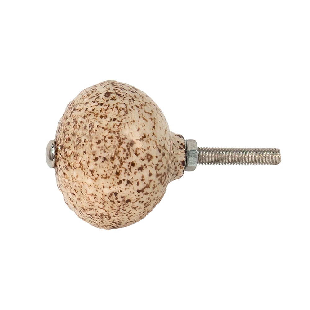 Béžovo-hnědá keramická úchytka s mramorováním - Ø 4*4cm Clayre & Eef Béžovo-hnědá keramická úchytka s mramorováním - Ø 4*4cm Clayre & Eef