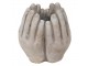 Béžovo-šedý cementový květináč přiložených rukou Hania S - 15*15*17 cm Clayre & Eef