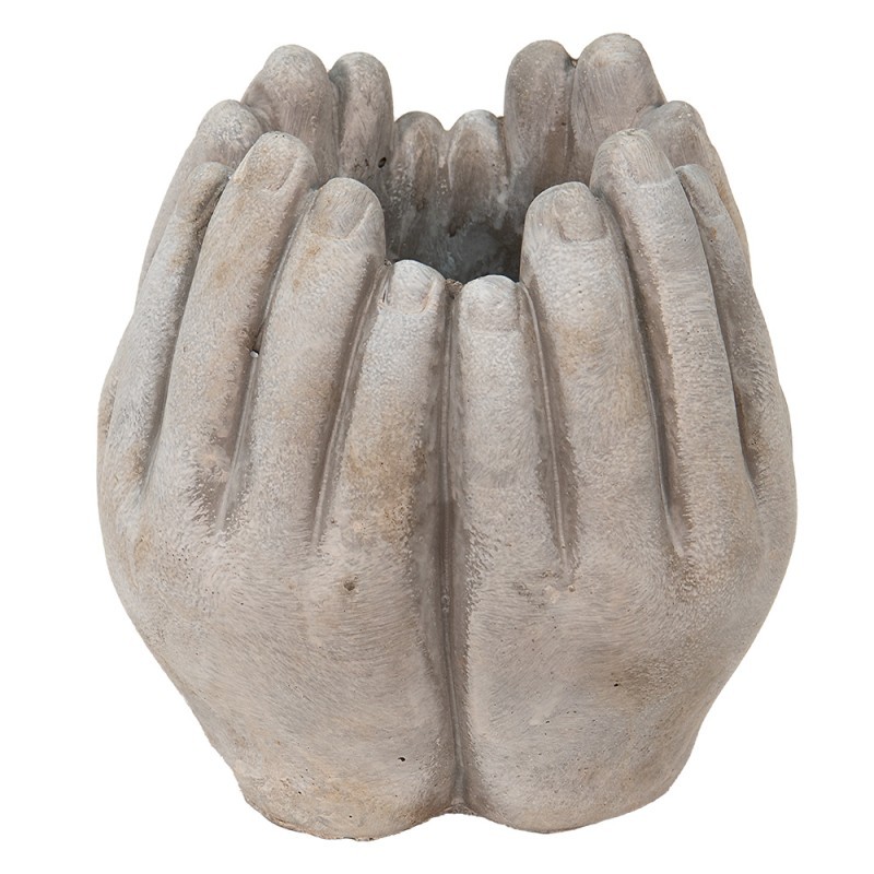 Béžovo-šedý cementový květináč přiložených rukou Hania S - 15*15*17 cm Clayre & Eef Béžovo-šedý cementový květináč přiložených rukou Hania S - 15*15*17 cm Clayre & Eef