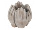 Béžovo-šedý cementový květináč přiložených rukou Hania S - 15*15*17 cm Clayre & Eef