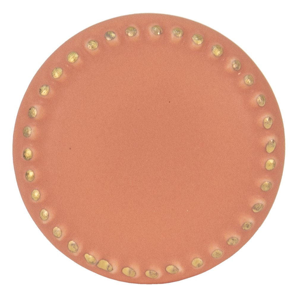 Oranžová keramická úchytka ze zlatými puntíky Dria - Ø 4*3 cm Clayre & Eef Oranžová keramická úchytka ze zlatými puntíky Dria - Ø 4*3 cm Clayre & Eef