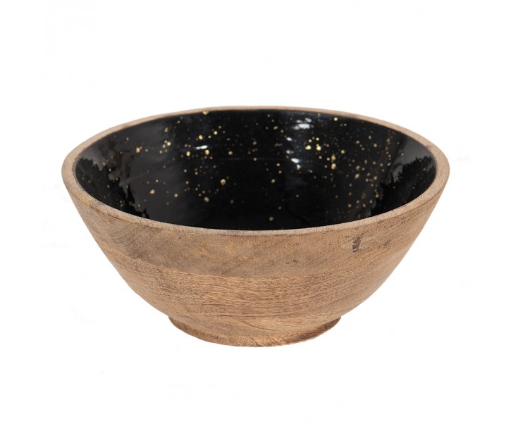 Dřevěná servírovací mísa s černým vnitřkem - Ø 25*10 cm Clayre & Eef