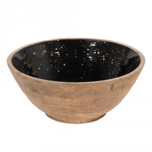 Dřevěná servírovací mísa s černým vnitřkem - Ø 25*10 cm