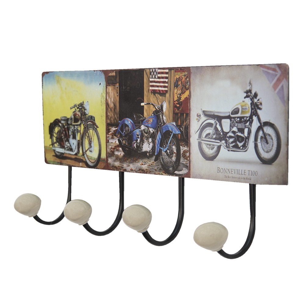 Nástěnný kovový věšák se 4-mi háčky Retro Moto - 40*7*18 cm Clayre & Eef Nástěnný kovový věšák se 4-mi háčky Retro Moto - 40*7*18 cm Clayre & Eef