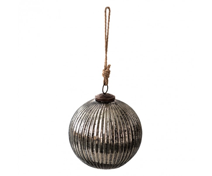 Stříbrno černá vánoční skleněná ozdoba koule XL - Ø 15*15 cm Clayre & Eef