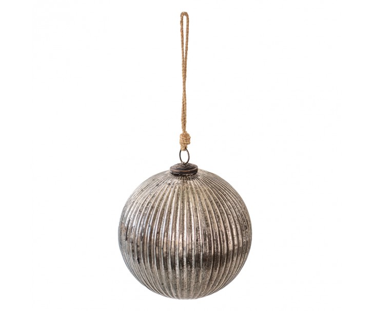 Stříbrno černá vánoční skleněná ozdoba koule XL - Ø 20*20 cm Clayre & Eef