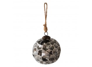 Černá antik skleněná koule Hexagon Black S - Ø 10*10 cm