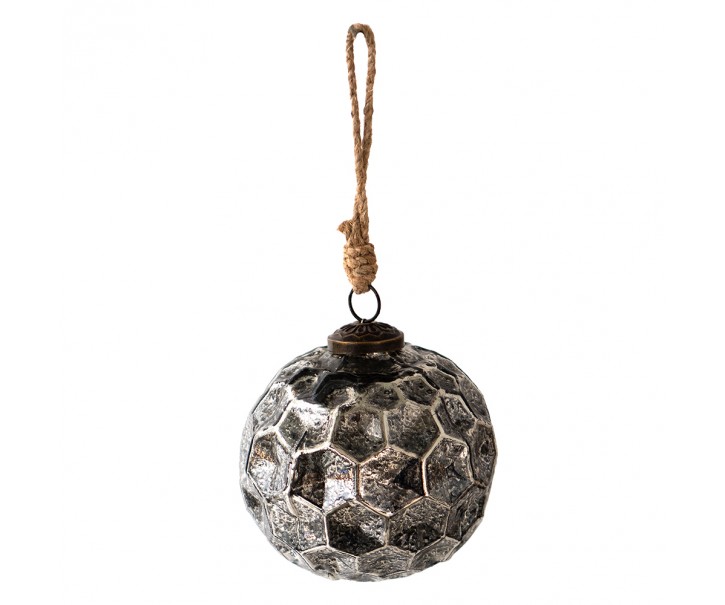 Černá antik skleněná koule Hexagon Black S - Ø 10*10 cm Clayre & Eef